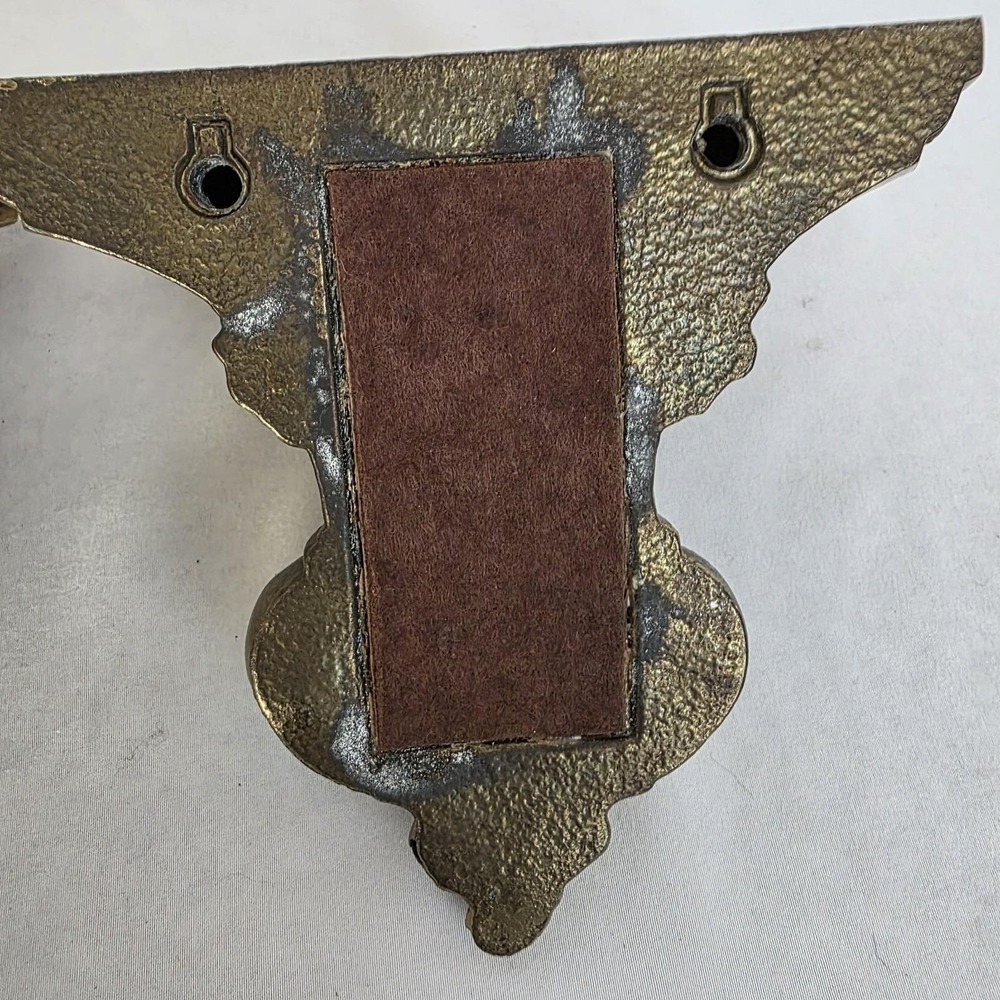 Pair of 2 Vintage Ornate Gilded Brass Wall Sconce Shelves MCM Hollywood Regency - Picture 9 of 14